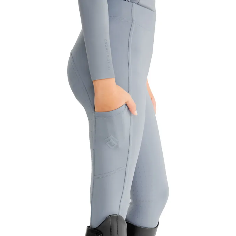 Aztec Diamond Young Rider Full Grip Junior Riding Leggings - Ash Blue-2