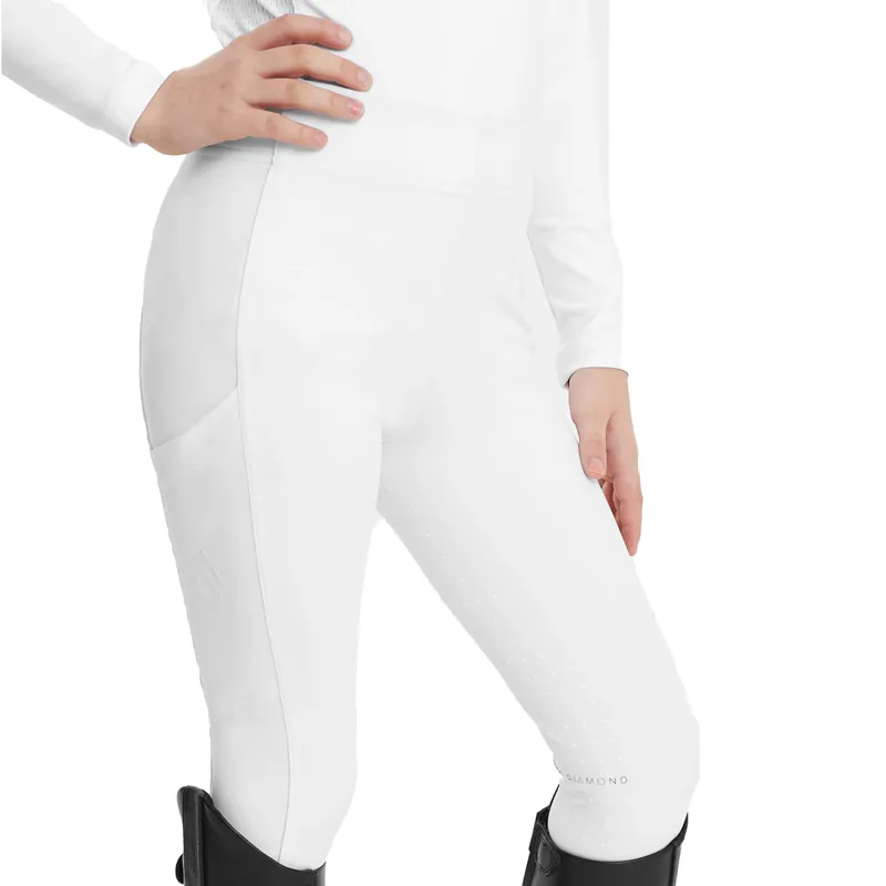 Aztec Diamond Young Rider Full Grip Junior Riding Leggings - White-4