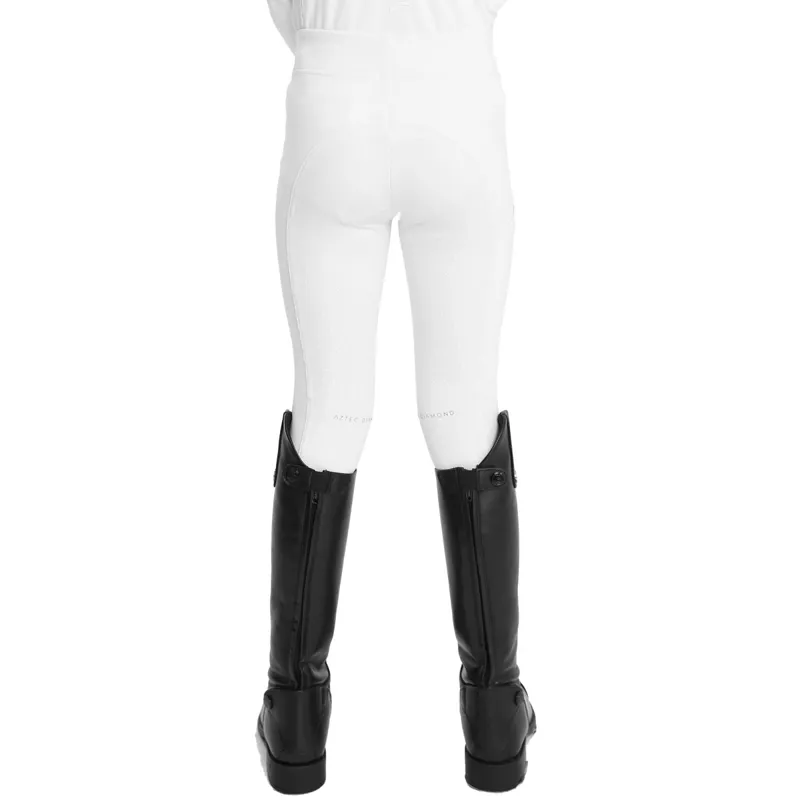 Aztec Diamond Young Rider Full Grip Junior Riding Leggings - White-2