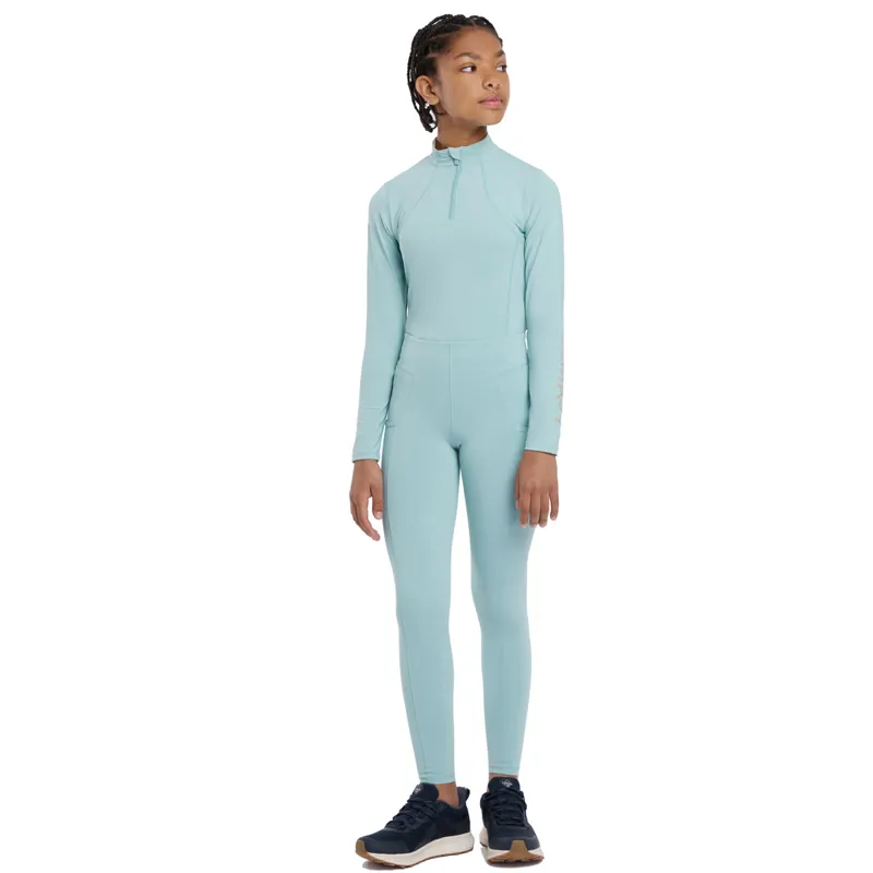 LeMieux Young Rider Orla Full Grip Junior Riding Tights - Aqua-3