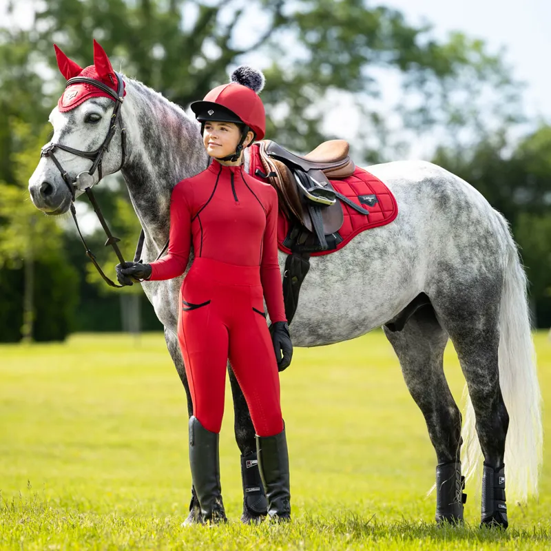 LeMieux Young Rider Full Grip Junior Pull On Riding Tights - Chilli-1