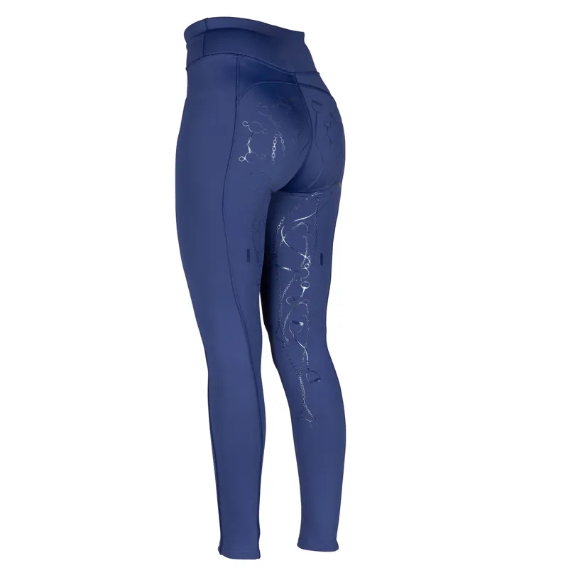 Aubrion Team Full Grip Junior Winter Riding Tights - Navy-4