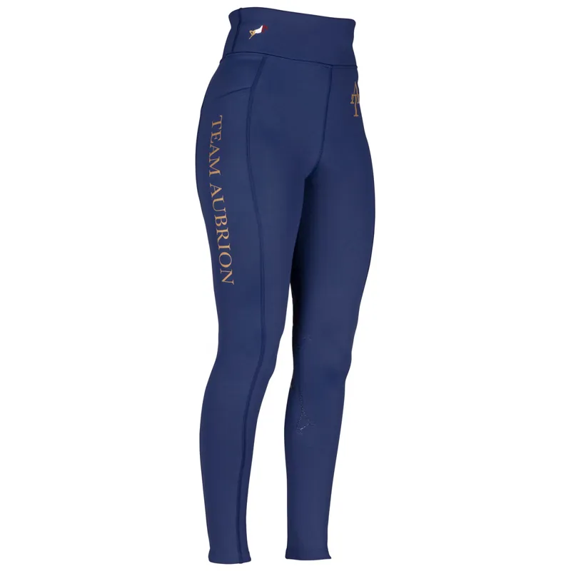 Aubrion Team Full Grip Junior Winter Riding Tights - Navy-3