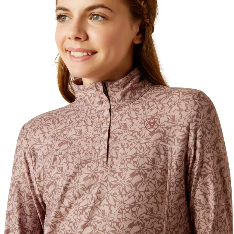 Ariat Lowell 3.0 1/4 Zip Junior Girls Base Layer - Abstract Flower-3