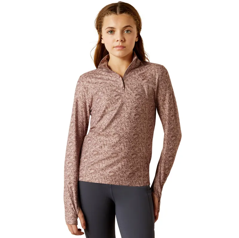 Ariat Lowell 3.0 1/4 Zip Junior Girls Base Layer - Abstract Flower