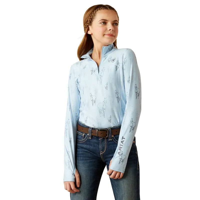 Ariat Lowell 3.0 1/4 Zip Junior Girls Base Layer - Sketch Horse
