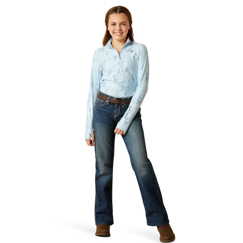 Ariat Lowell 3.0 1/4 Zip Junior Girls Base Layer - Sketch Horse-1