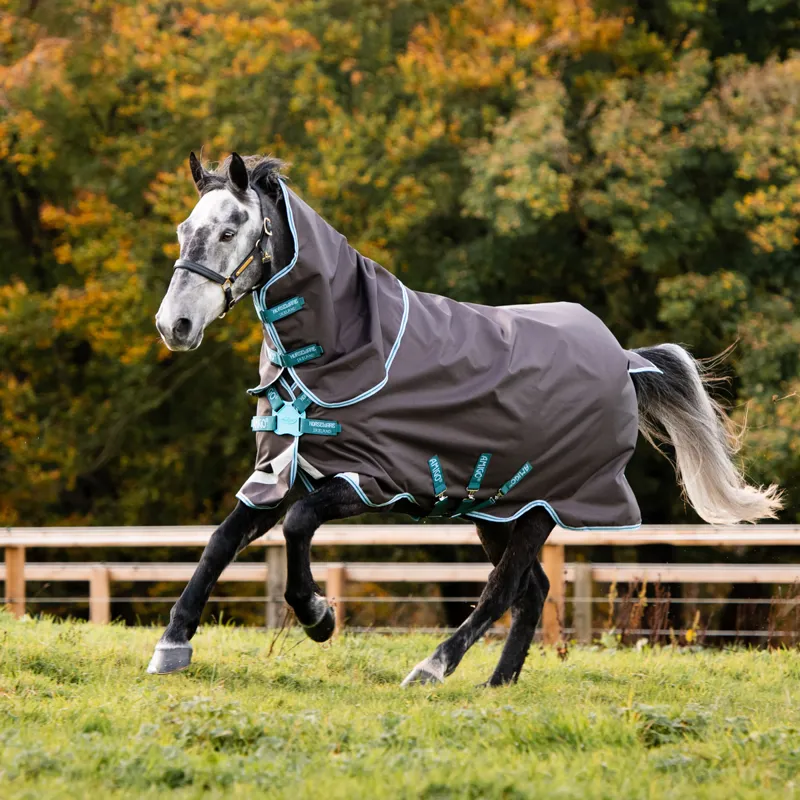 Amigo Bravo 12 Plus 0g Lite Disc Front Turnout Rug - Excalibur/Aqua