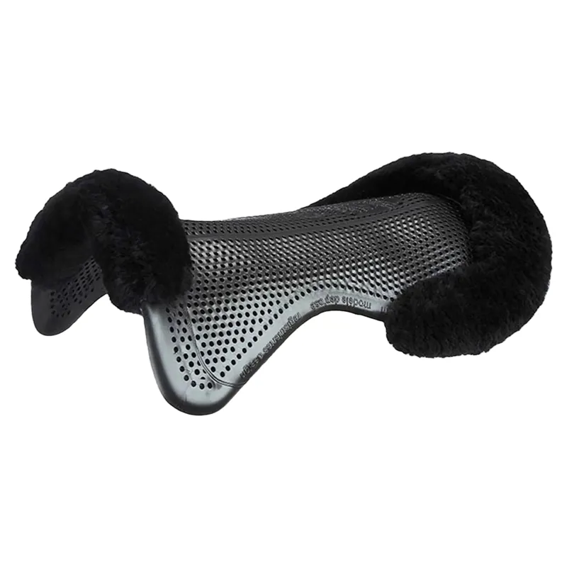 Acavallo Classic Non-Slip Sheepskin Cut Out Gel Half Pad - Black