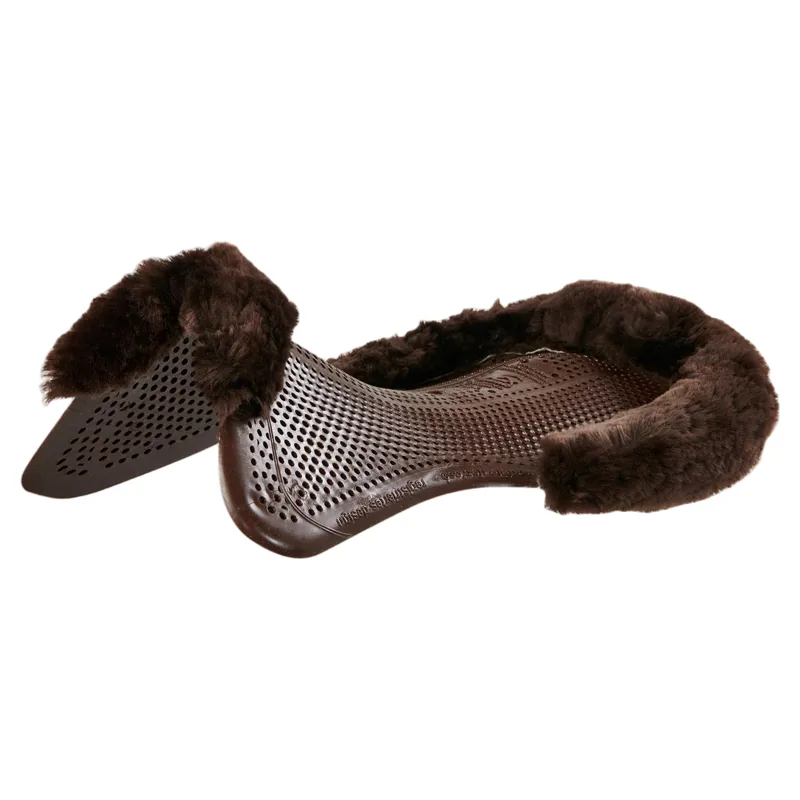 Acavallo Classic Non-Slip Sheepskin Cut Out Gel Half Pad - Brown