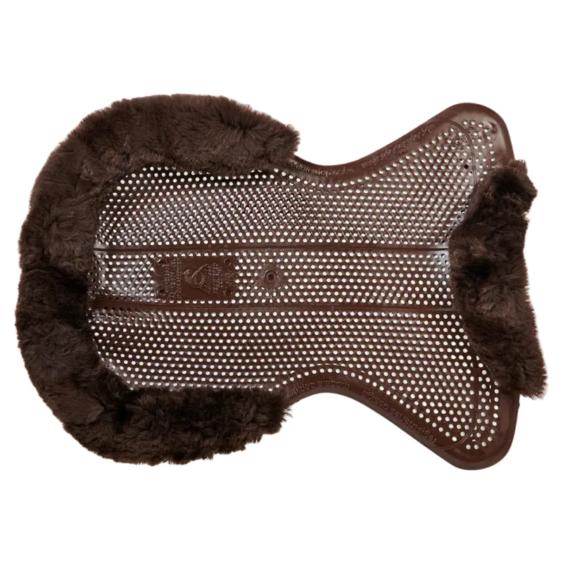 Acavallo Classic Non-Slip Sheepskin Cut Out Gel Half Pad - Brown-2