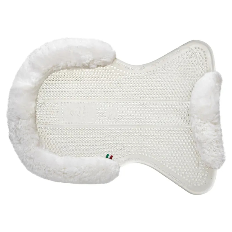 Acavallo Classic Non-Slip Sheepskin Cut Out Gel Half Pad - Clear/White-2