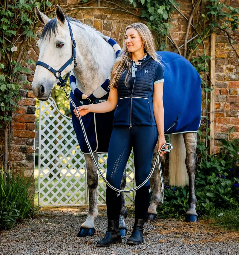 Horseware Newmarket Cosy Fleece Cooler Rug - Witney Navy Stripes-1