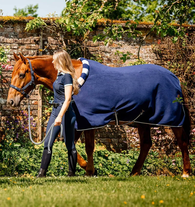 Horseware Newmarket Cosy Fleece Cooler Rug - Witney Navy Stripes-6