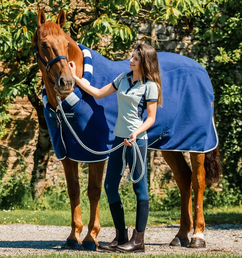 Horseware Newmarket Cosy Fleece Cooler Rug - Witney Navy Stripes-7