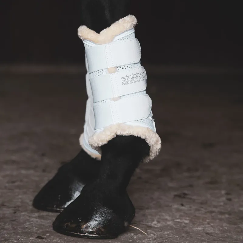 Stubben and Evolution Airflow Fleece Lined Brushing Boots - White-6