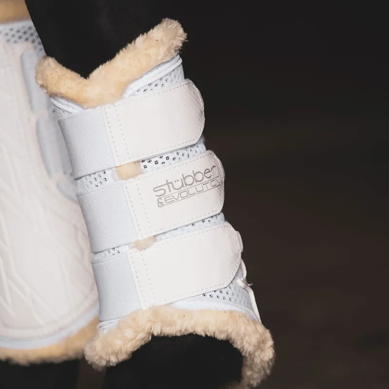 Stubben and Evolution Airflow Fleece Lined Brushing Boots - White-1