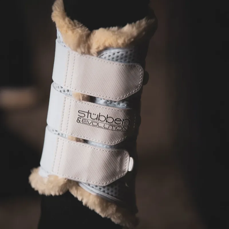 Stubben and Evolution Airflow Fleece Lined Brushing Boots - White-8