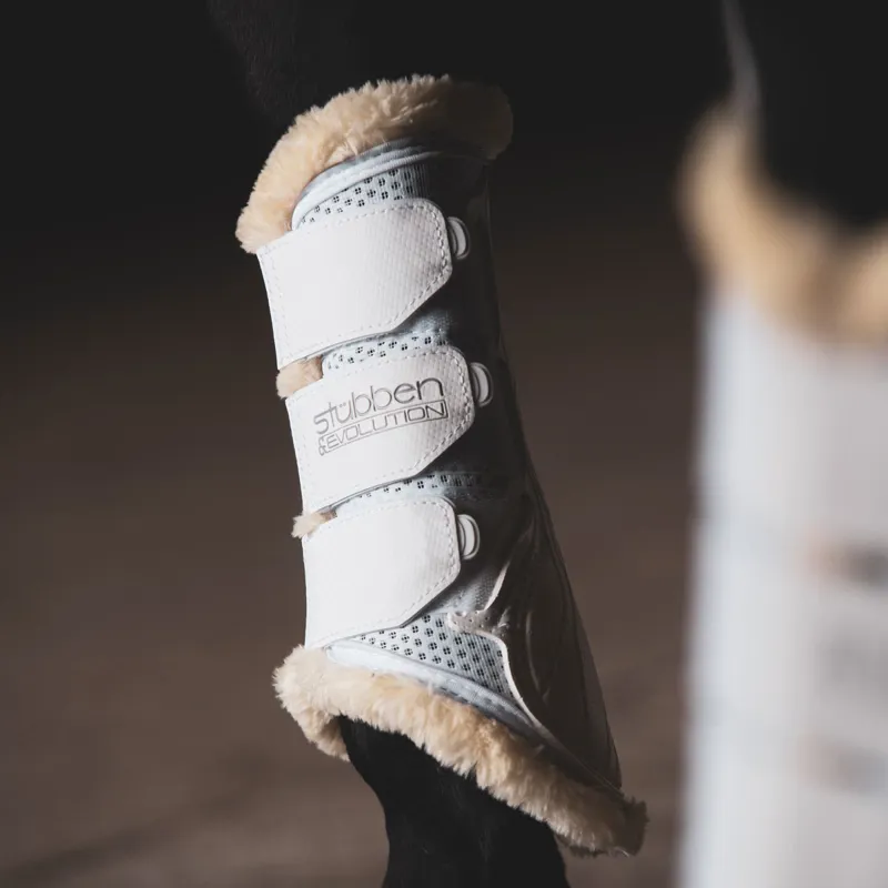 Stubben and Evolution Airflow Fleece Lined Brushing Boots - White-7