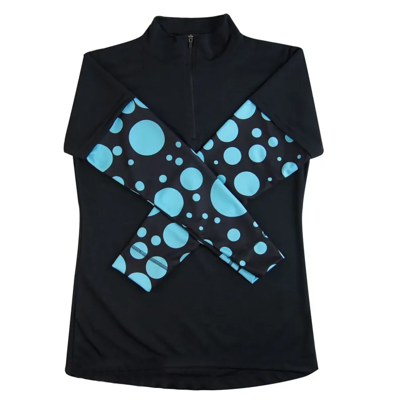 Equetech Airflow Ladies Cross Country Top - Black/Light Blue Bubbles