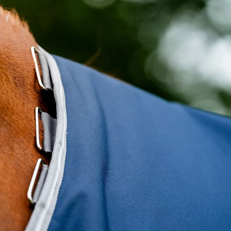 Amigo 1200D Plus 100g Detachable Neck Turnout Rug - Navy/Titanium Grey-3