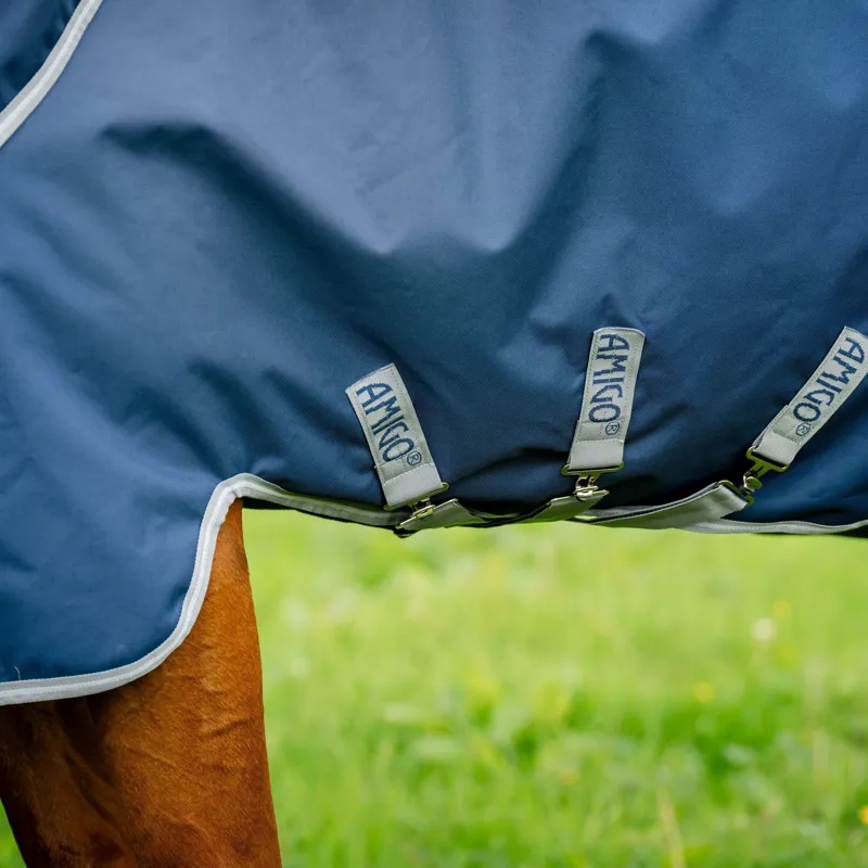Amigo 1200D Plus 100g Detachable Neck Turnout Rug - Navy/Titanium Grey-2