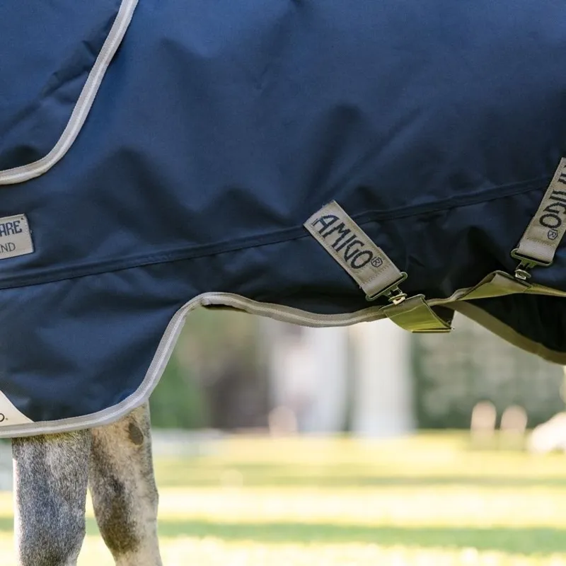 Amigo Bravo 1200D Plus 250g V-Front Pony Turnout Rug -  Navy/Titanium Grey/Silver-5