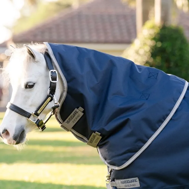 Amigo Bravo 1200D Plus 250g V-Front Pony Turnout Rug -  Navy/Titanium Grey/Silver-2