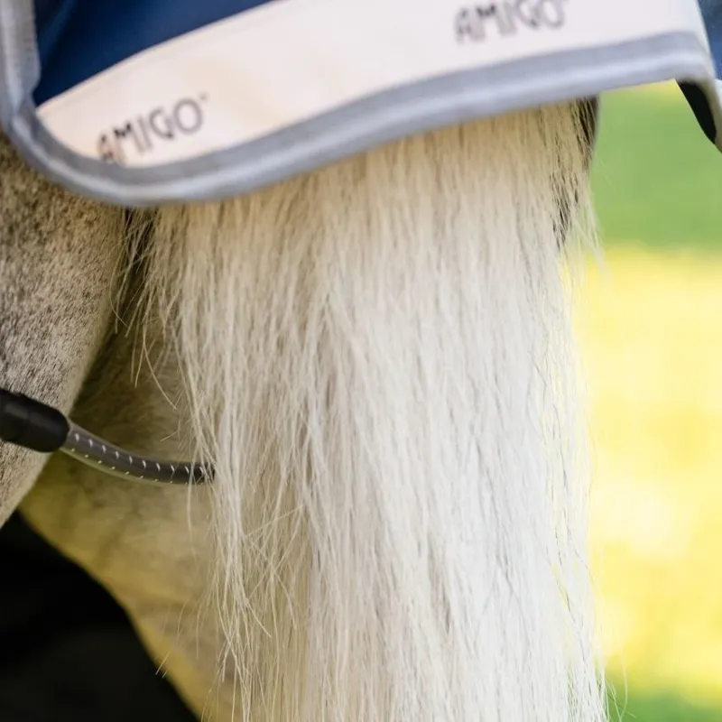 Amigo Bravo 1200D Plus 250g V-Front Pony Turnout Rug -  Navy/Titanium Grey/Silver-9