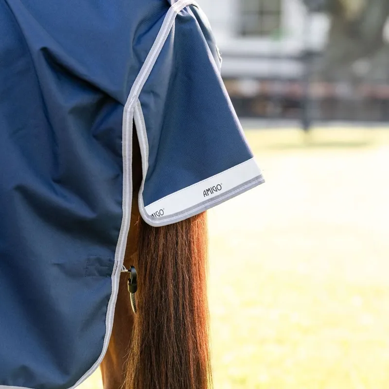 Amigo 1200D 0g Turnout Rug - Navy/Titanium Grey/Silver-4