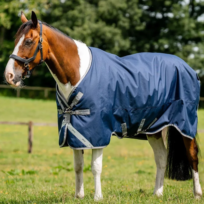 Amigo 1200D 0g Turnout Rug - Navy/Titanium Grey/Silver