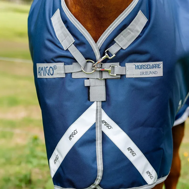 Amigo 1200D 0g Turnout Rug - Navy/Titanium Grey/Silver-3