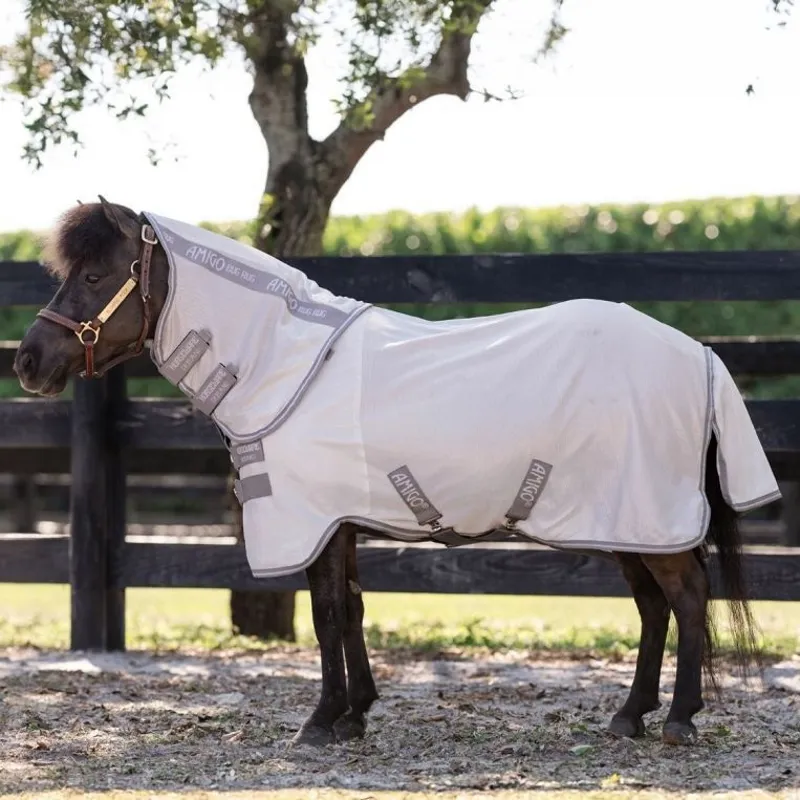 Amigo Petite Bug Rug Plus Detach-A-Neck Fly Rug - Silver/Titanium Grey/Silver-1
