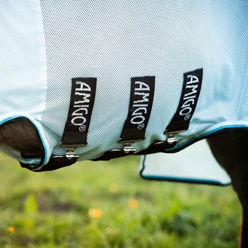 Amigo Petite Bug Rug Plus Detach-A-Neck Fly Rug - Azure Blue - 3ft0-2