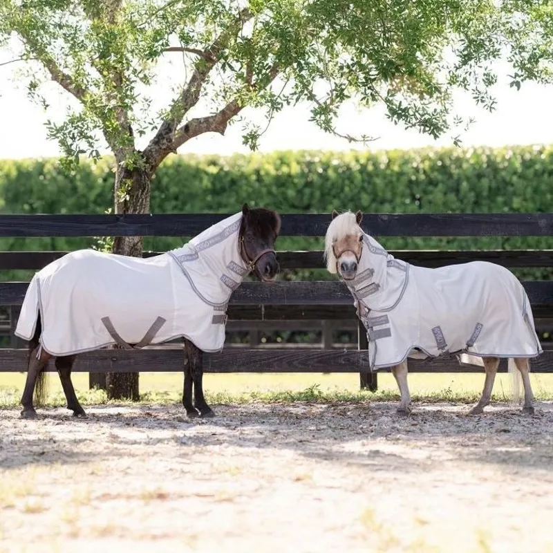 Amigo Petite Bug Rug Plus Detach-A-Neck Fly Rug - Silver/Titanium Grey/Silver-5