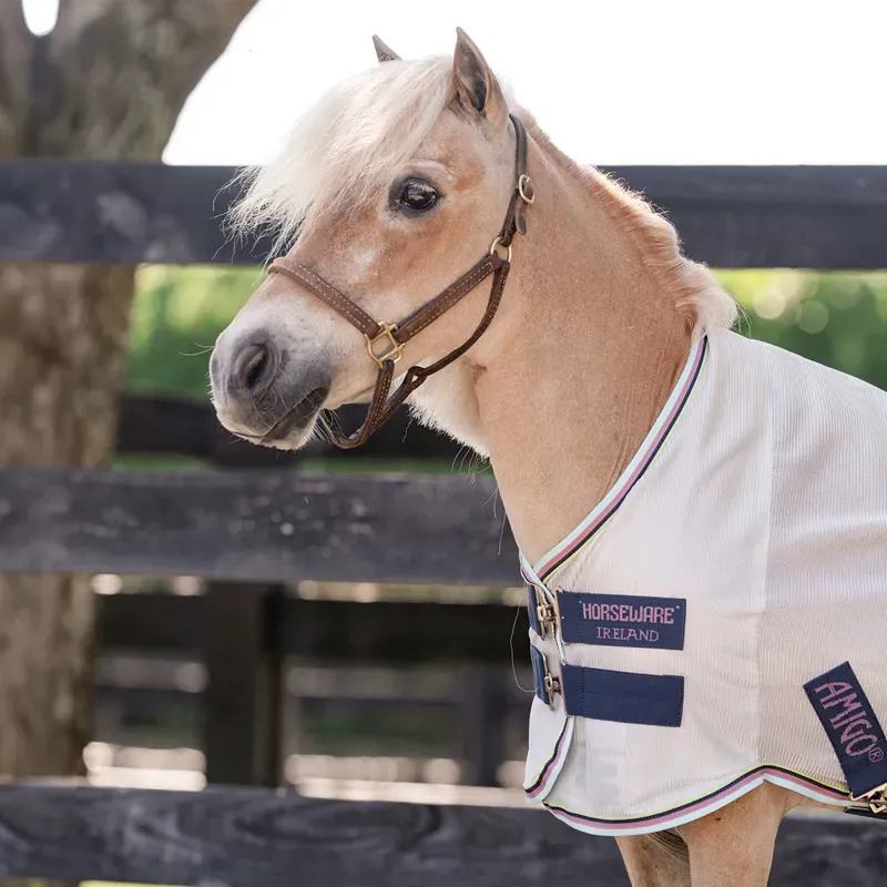 Amigo Petite Bug Rug Plus Detach-A-Neck Fly Rug - Silver/Lime/Pink-1