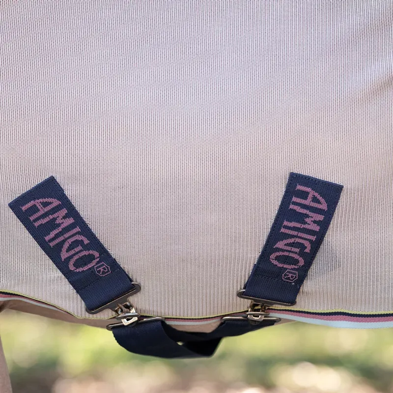 Amigo Petite Bug Rug Plus Detach-A-Neck Fly Rug - Silver/Lime/Pink-2