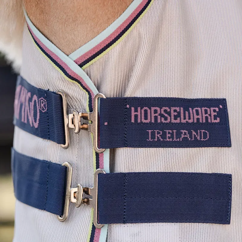 Amigo Petite Bug Rug Plus Detach-A-Neck Fly Rug - Silver/Lime/Pink-5