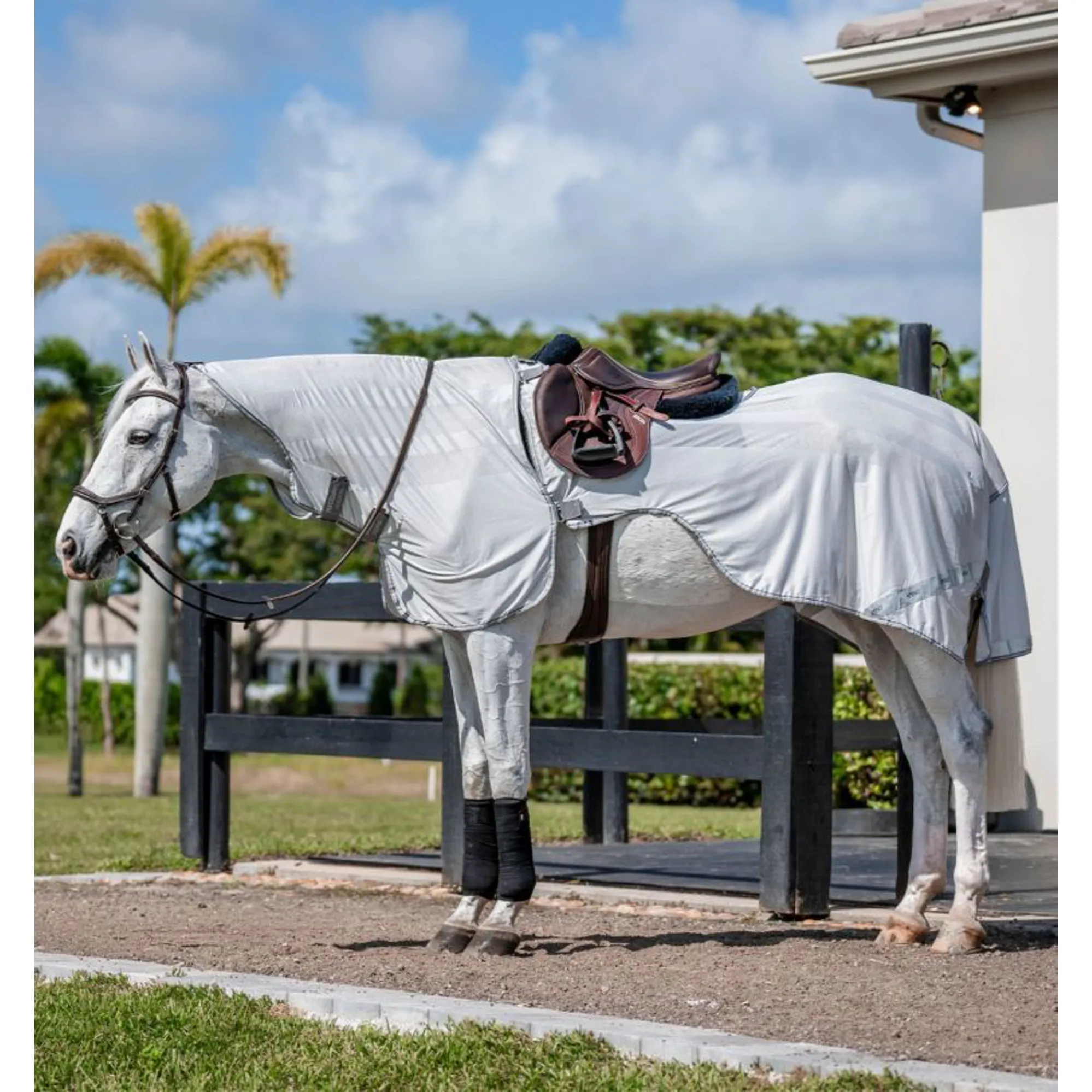 Flyrider Amigo Flyrider Full Neck Fly Rug Exercise Sheet - Silver/Titanium