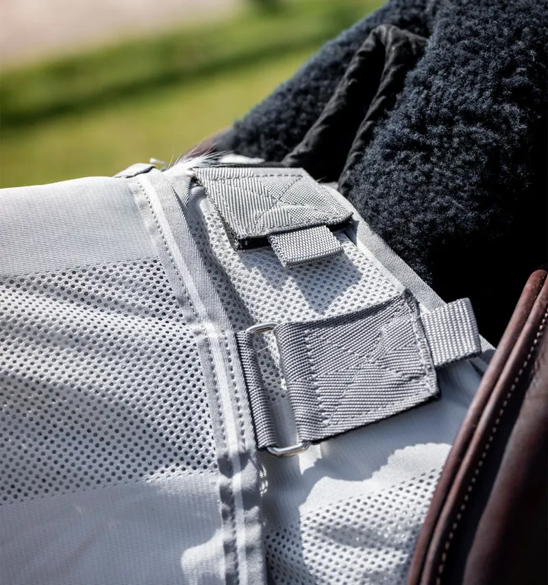 Amigo Flyrider Full Neck Fly Rug Exercise Sheet - Silver/Titanium Grey-3