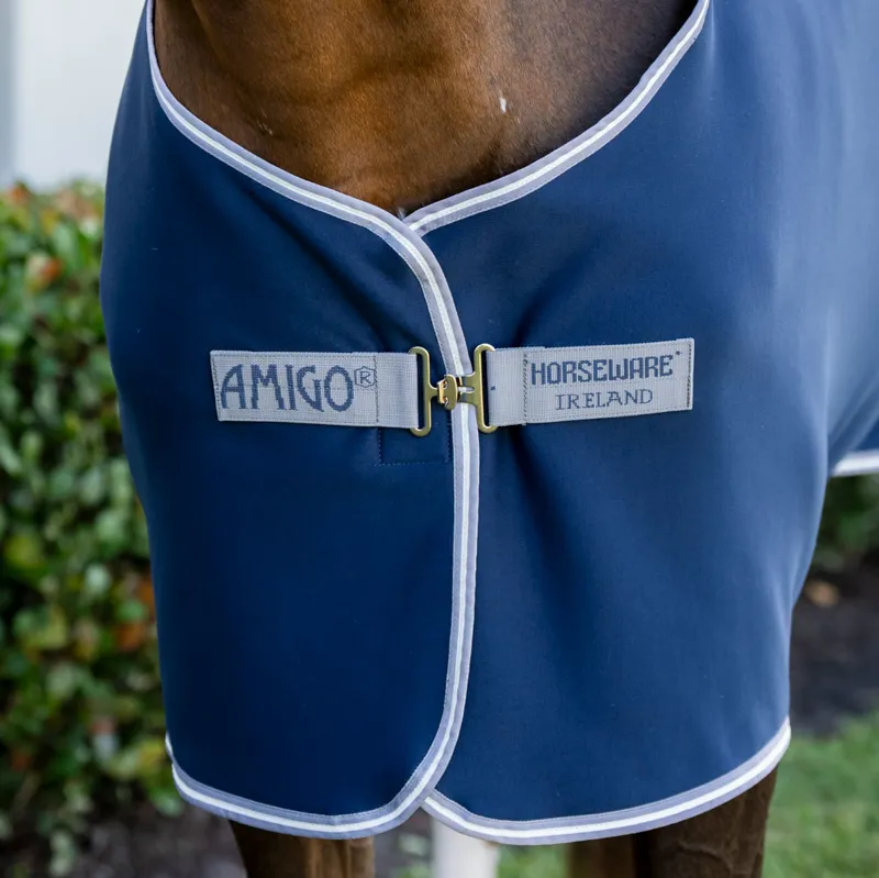 Amigo Pony Jersey Cooler Rug - Navy/Titanium Grey/Silver-2