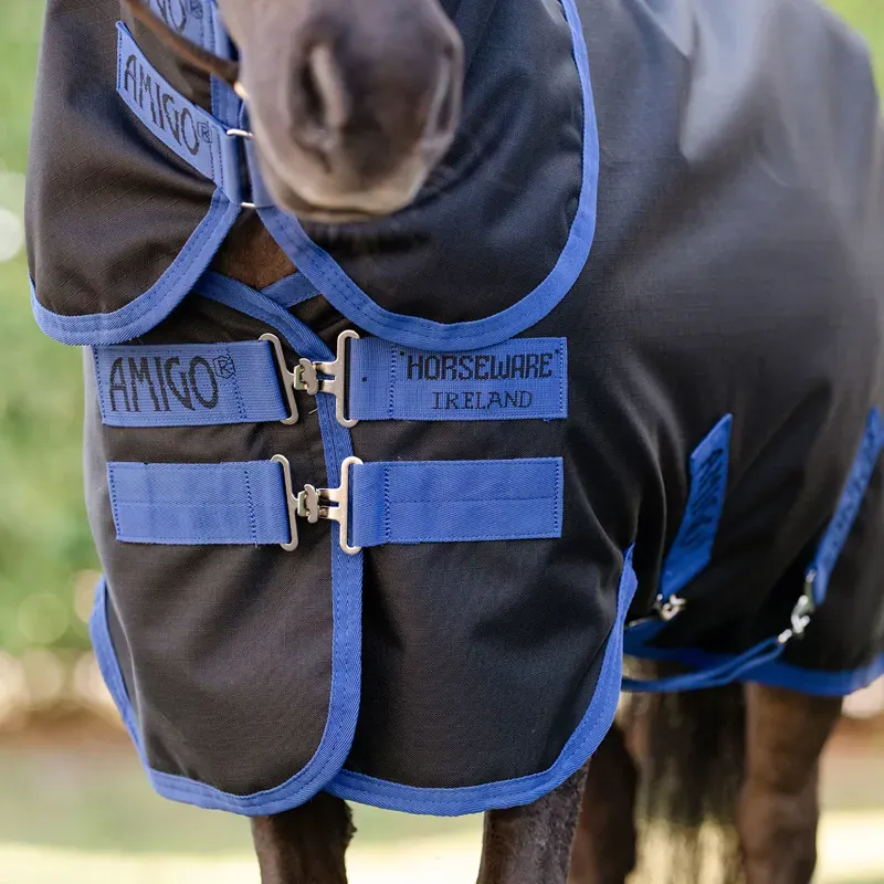 Amigo Ripstop 900D Plus Petite 200g Turnout Rug - Black/Classic Blue-2