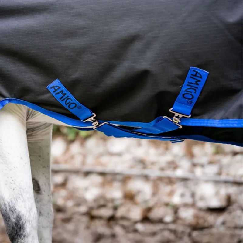 Amigo Ripstop 900 Pony Plus 50g Turnout Rug - Black/Classic Blue-2