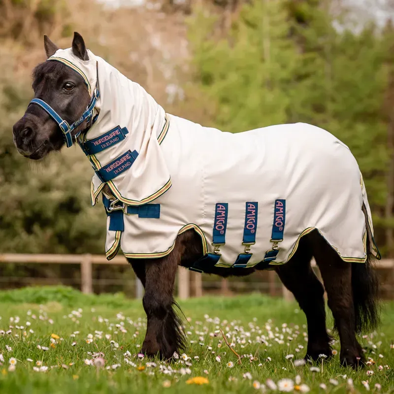 Amigo Ripstop Hoody Petite Combo Neck Fly Rug - Chalk/Navy/Rose