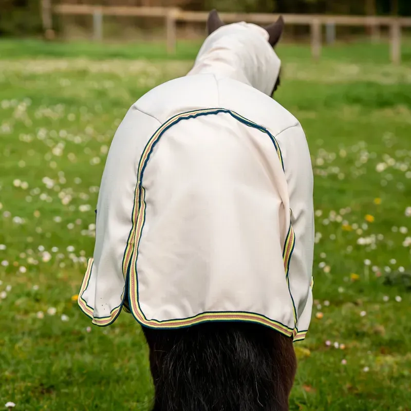 Amigo Ripstop Hoody Petite Combo Neck Fly Rug - Chalk/Navy/Rose-4