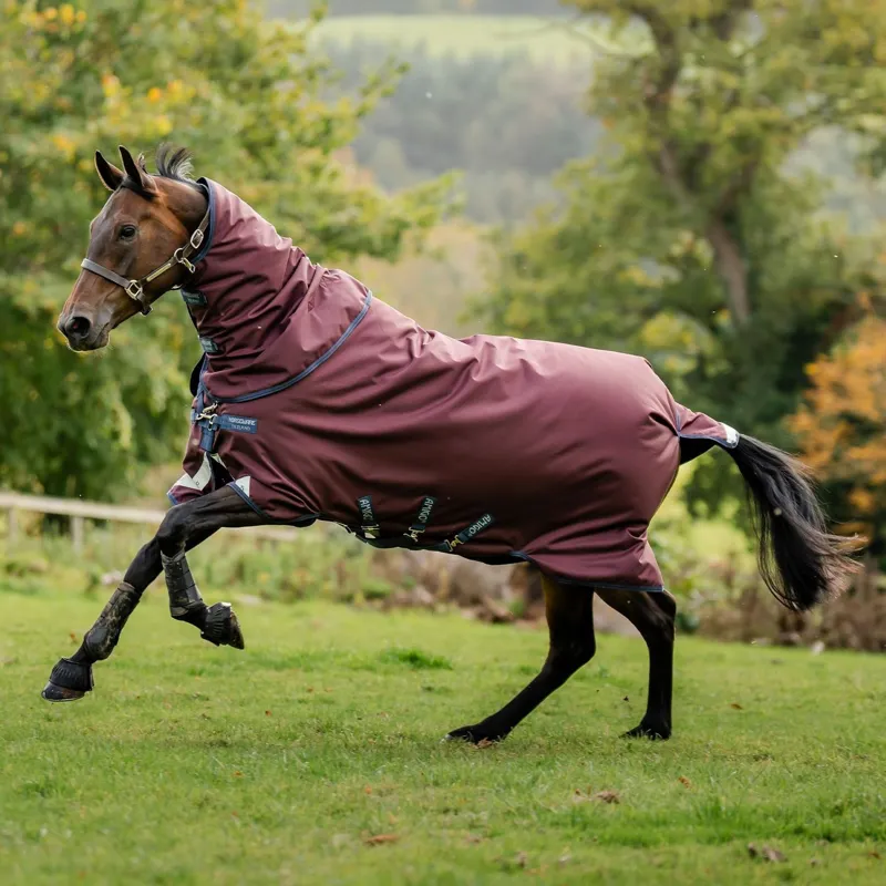 Amigo Bravo 1200D Plus 250g V-Front Turnout Rug - Burgundy/Navy/Titanium Grey