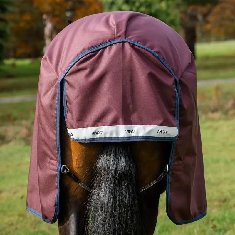 Amigo Bravo 1200D Plus 250g V-Front Turnout Rug - Burgundy/Navy/Titanium Grey-2