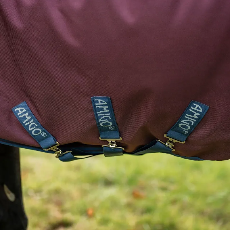 Amigo Bravo 1200D Plus 250g V-Front Turnout Rug - Burgundy/Navy/Titanium Grey-5