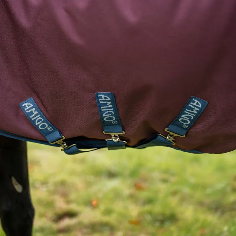 Amigo 1200D Plus 50g Detach-A-Neck Turnout Rug - Burgundy/Navy/Grey-6