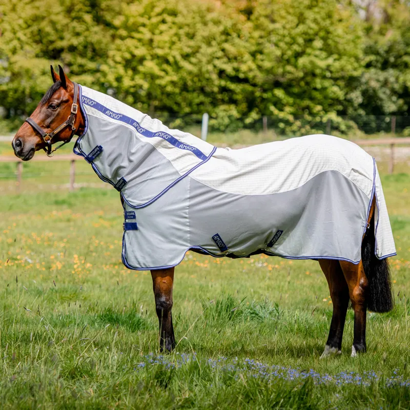 Amigo Airflow Fly Rug - Navy Check/Atlantic Blue
